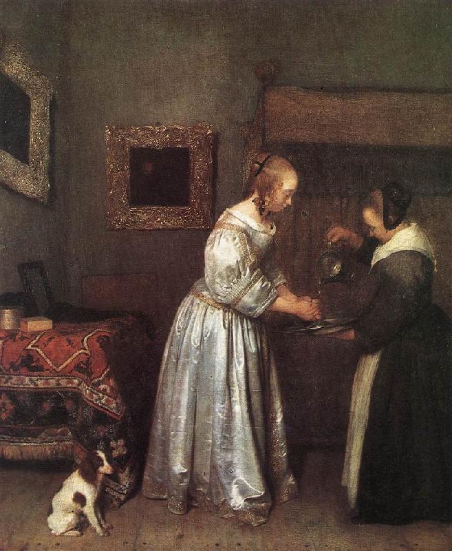 TERBORCH, Gerard Woman Washing Hands st oil painting image